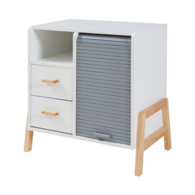 Commode Kvaefjord bambou 66 x 60 x 40 cm gris blanc en.casa
