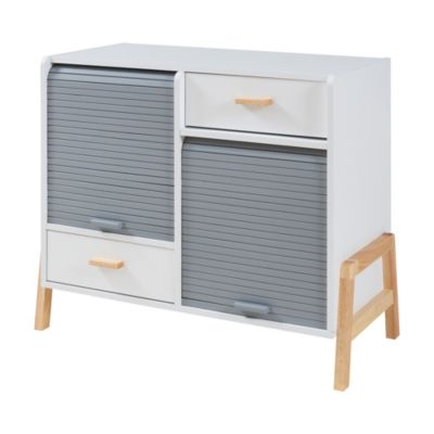 Commode Kvaefjord bambou 72 x 80 x 40 cm gris blanc en.casa