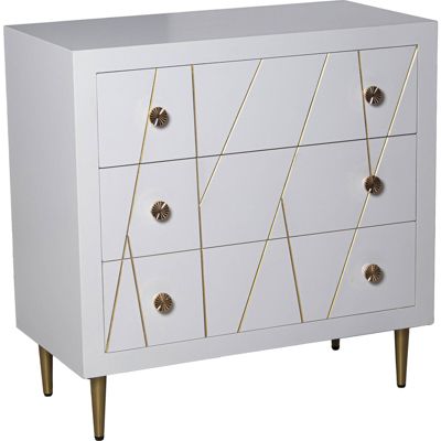 Commode élégante blanc et métal or pour chambre 80 x 40 x 80 cm Blanc avec détails dorés