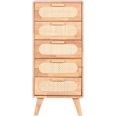 Commode élégante bois et rotin édition limitée 40 x 30 x 93 cm Naturel Bois et rotin