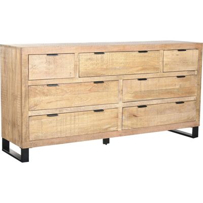 Commode élégante en bois et métal brun noir 180 x 45 x 91 cm Naturel bois et métal noir