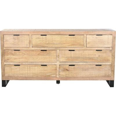 Commode élégante en bois et métal brun noir 180 x 45 x 91 cm Naturel bois et métal noir