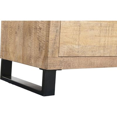 Commode élégante en bois et métal brun noir 180 x 45 x 91 cm Naturel bois et métal noir