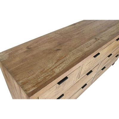 Commode élégante en bois et métal brun noir 180 x 45 x 91 cm Naturel bois et métal noir