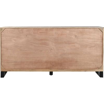 Commode élégante en bois et métal brun noir 180 x 45 x 91 cm Naturel bois et métal noir