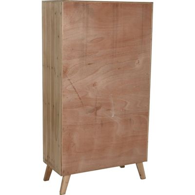 Commode élégante en lin et épicéa 75 x 35 x 138 cm Naturel bois et lin texturé