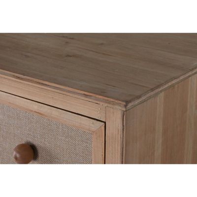Commode élégante en lin et épicéa 75 x 35 x 138 cm Naturel bois et lin texturé