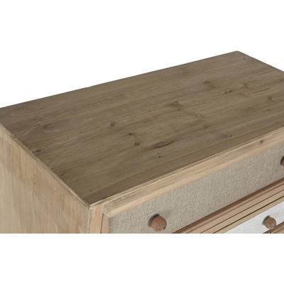 Commode élégante en lin et épicéa 75 x 35 x 138 cm Naturel bois et lin texturé