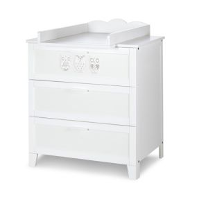 Commode à Langer 3 Tiroirs + Plan à Langer Amovible    Blanc