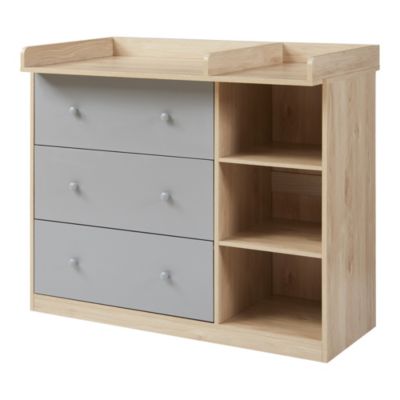 Commode à langer Beldinupp 93 x 110 x 55 cm effet chêne gris en.casa