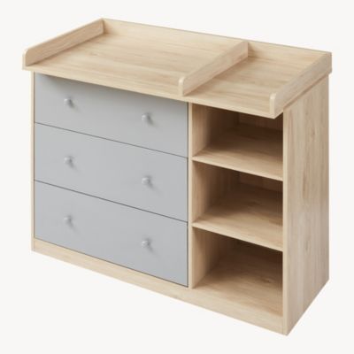 Commode à langer Beldinupp 93 x 110 x 55 cm effet chêne gris en.casa