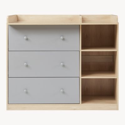 Commode à langer Beldinupp 93 x 110 x 55 cm effet chêne gris en.casa