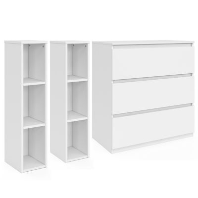Commode à langer évolutive AMBRE blanc 3 tiroirs table à langer et 2 étagères amovibles