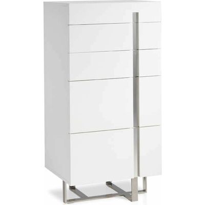 Commode laqué structure acier inoxydable 60 x 45 x 120 cm Blanc