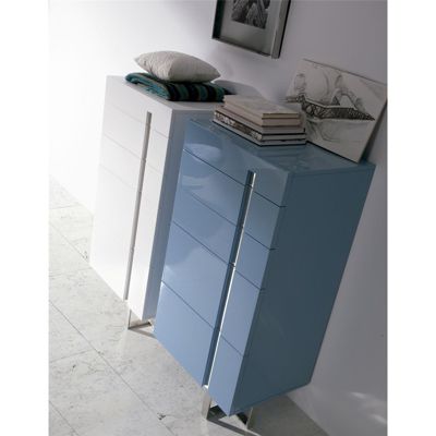 Commode laqué structure acier inoxydable 60 x 45 x 120 cm Blanc