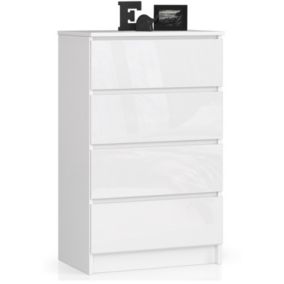 commode lola 4 tiroirs 60x99x40 cm blanc brillant