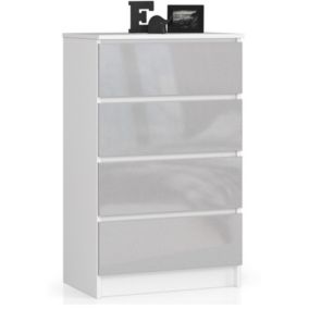 commode lola 4 tiroirs 60x99x40 cm blanc gris brillant