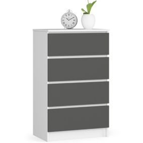 commode lola 4 tiroirs 60x99x40 cm blanc gris