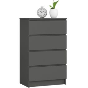 commode lola 4 tiroirs 60x99x40 cm gris