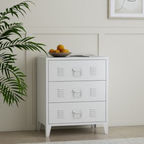 Commode métallique Hämeenlinna acier 72 x 60 x 40 cm blanc en.casa