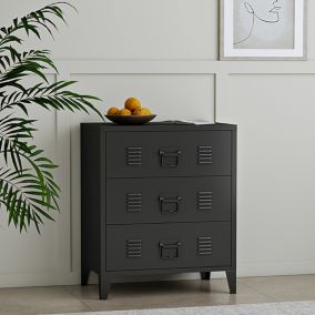 Commode métallique Hämeenlinna acier 72 x 60 x 40 cm noir en.casa