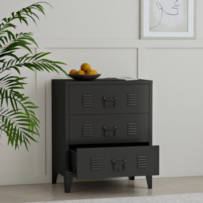 Commode métallique Hämeenlinna acier 72 x 60 x 40 cm noir en.casa ...