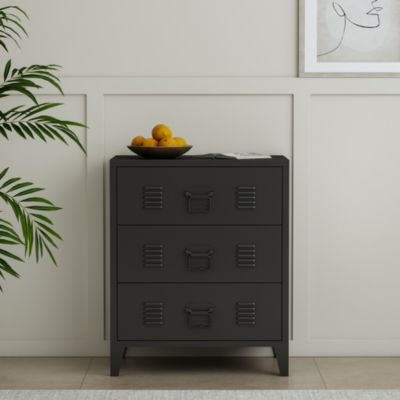 Commode métallique Hämeenlinna acier 72 x 60 x 40 cm noir en.casa ...