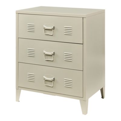 Commode métallique Hämeenlinna avec 3 tiroirs acier 72 x 60 x 40 cm camel en.casa