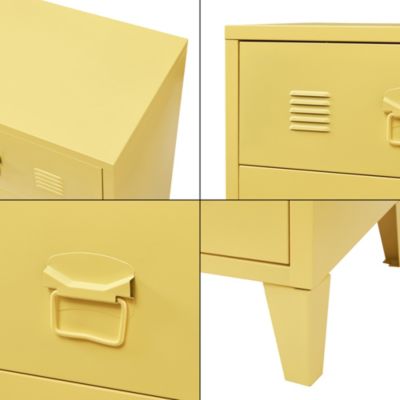 Commode métallique Hämeenlinna avec 3 tiroirs acier 72 x 60 x 40 cm jaune en.casa