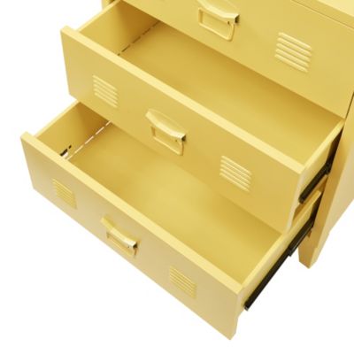 Commode métallique Hämeenlinna avec 3 tiroirs acier 72 x 60 x 40 cm jaune en.casa