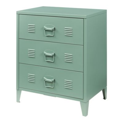 Commode métallique Hämeenlinna avec 3 tiroirs acier 72 x 60 x 40 cm vert mat en.casa
