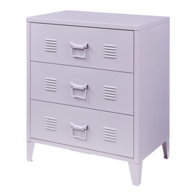 Commode métallique Hämeenlinna avec 3 tiroirs acier 72 x 60 x 40 cm violet en.casa