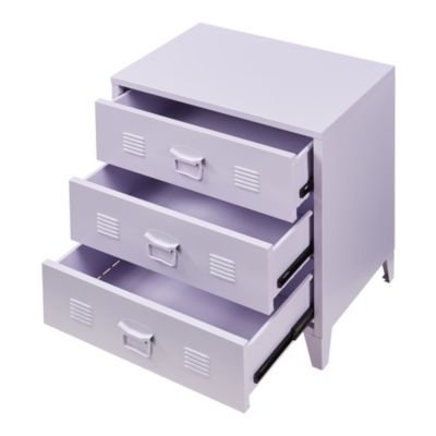 Commode métallique Hämeenlinna avec 3 tiroirs acier 72 x 60 x 40 cm violet en.casa