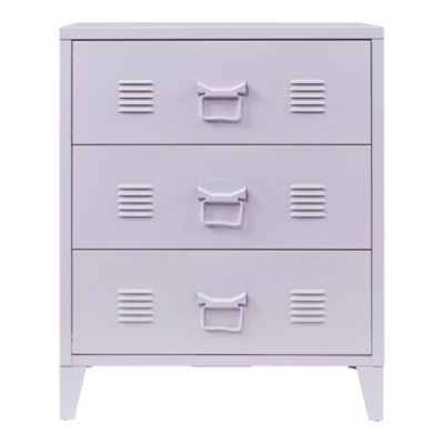 Commode métallique Hämeenlinna avec 3 tiroirs acier 72 x 60 x 40 cm violet en.casa