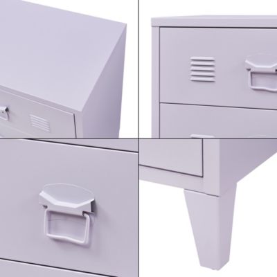 Commode métallique Hämeenlinna avec 3 tiroirs acier 72 x 60 x 40 cm violet en.casa