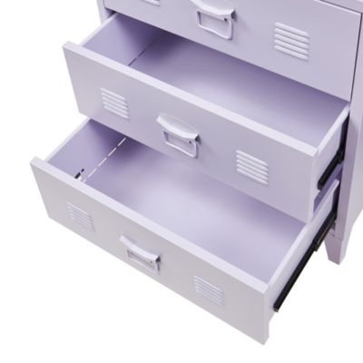 Commode métallique Hämeenlinna avec 3 tiroirs acier 72 x 60 x 40 cm violet en.casa