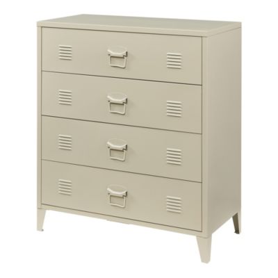 Commode métallique Hämeenlinna avec 4 tiroirs acier 92 x 80 x 40 cm camel en.casa