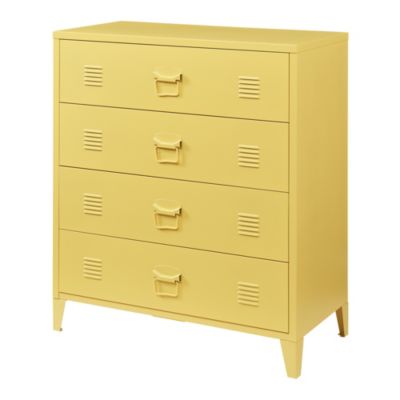 Commode métallique Hämeenlinna avec 4 tiroirs acier 92 x 80 x 40 cm jaune en.casa