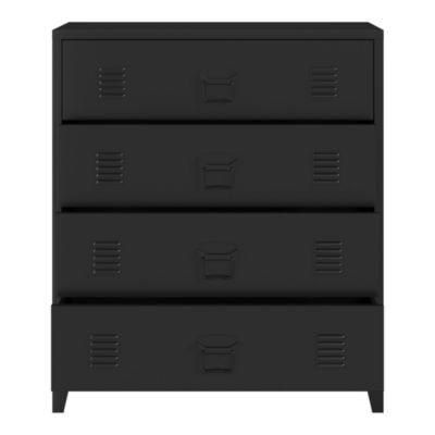 Commode métallique Hämeenlinna avec 4 tiroirs acier 92 x 80 x 40 cm noir en.casa