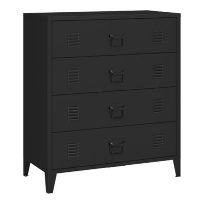 Commode métallique Hämeenlinna avec 4 tiroirs acier 92 x 80 x 40 cm noir en.casa