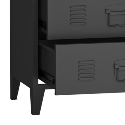 Commode métallique Hämeenlinna avec 4 tiroirs acier 92 x 80 x 40 cm noir en.casa