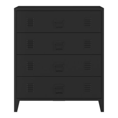 Commode métallique Hämeenlinna avec 4 tiroirs acier 92 x 80 x 40 cm noir en.casa