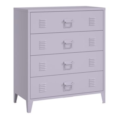 Commode métallique Hämeenlinna avec 4 tiroirs acier 92 x 80 x 40 cm violet en.casa