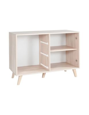 Commode MALMO 1 porte et 3 tiroirs  Chene clair et blanc