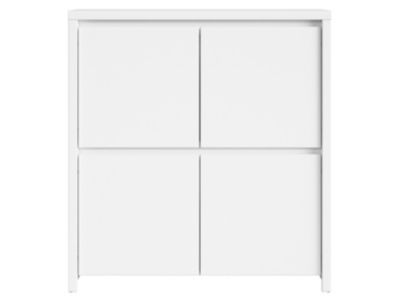 Commode Meuble de rangement 4 portes, coloris Blanc/Blanc Mat - Longueur 105 x Profondeur 40,5 x Hauteur 112,5 cm