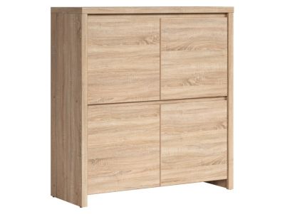 Commode Meuble de rangement 4 portes, coloris chêne Sonoma - Longueur 105 x Profondeur 40,5 x Hauteur 112,5 cm