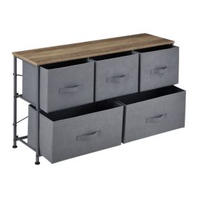 Commode meuble de rangement avec 5 tiroirs en non-tissé 55 x 100 x 29 cm pro.tec