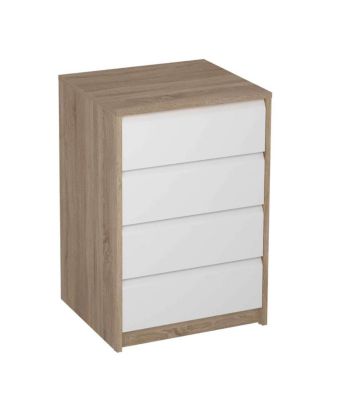 Commode, Meuble de rangement coloris chêne / blanc - Longueur 50 x Hauteur 73.4 x Profondeur 45 cm