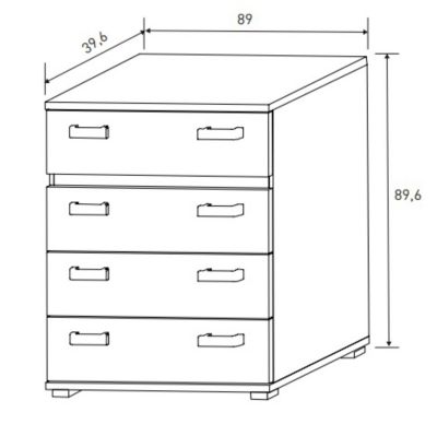 Commode, meuble de rangement coloris chêne cambrian/effet textile - Longueur 89 x Profondeur 39,6 x Hauteur 89,6 cm