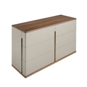 Commode moderne en bois gris et noyer pour un rangement élégant